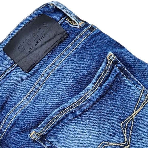 Guess Men's Skinny Jeans Patch 5 Pocket Blue Modern Original - Picture 7 of 9